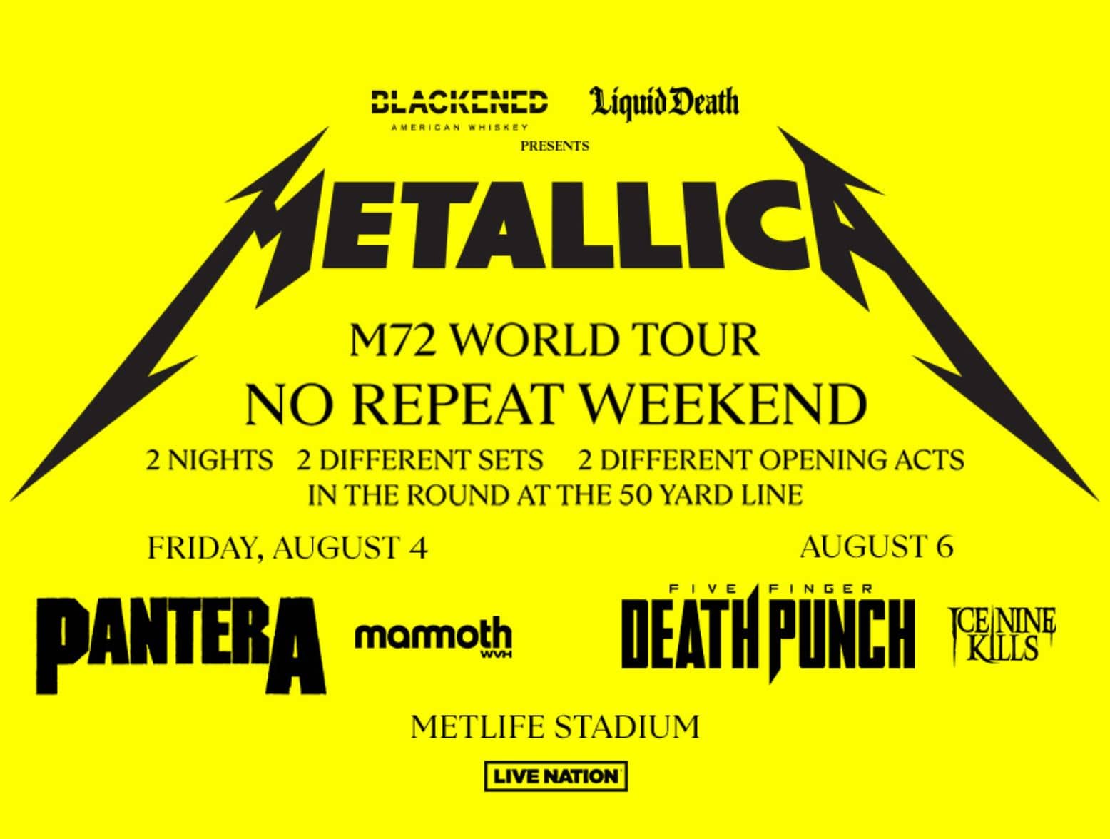 Metallica, Pantera & Mammoth WVH Friday Tickets 4th August